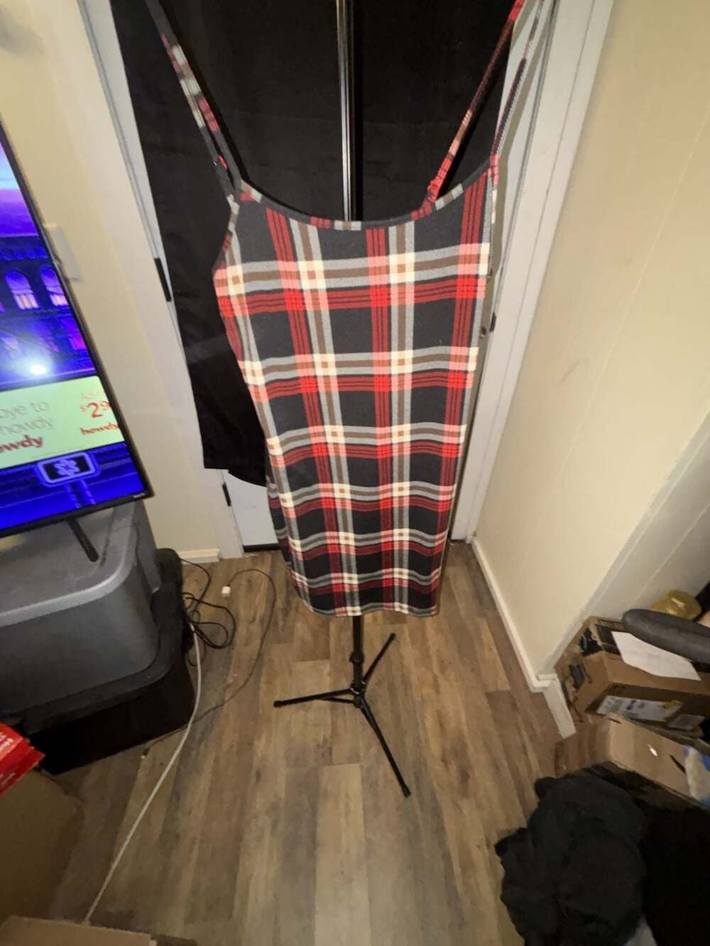 SHEIN Red Tartan Plaid Spaghetti Strap Bodycon Dress Medium